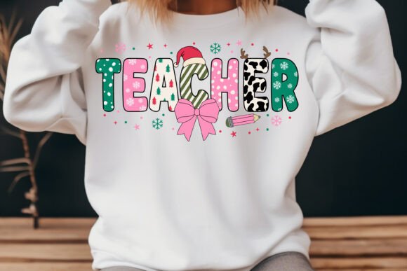 A Designer's Take on the Pink Christmas Teacher Retro Design